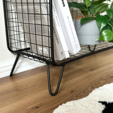 Rack enrejado dos estantes rectangular Negro