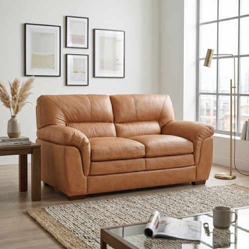 Sillon Livintus 2 Cuerpos Cuero Natural Miel