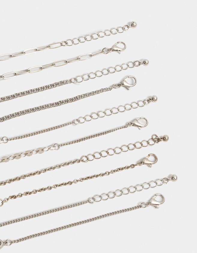 Pulseras Flexibles Sets Multi Cadenas Pulseras Flexibles Sets De Metal - Plateado