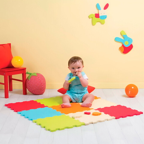 Alfombra goma eva piso encastrable 9 Uni puzzle 90x90 cm Color Verde 1