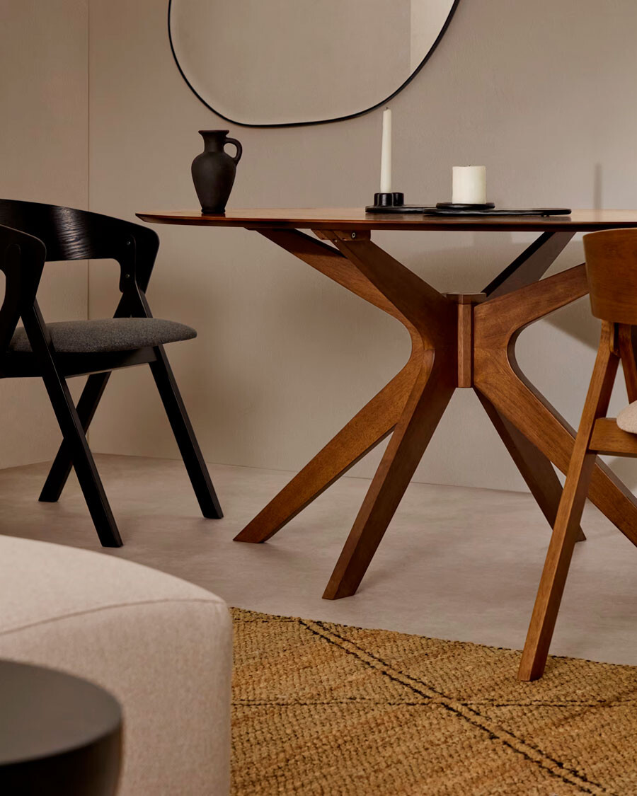 Mesa Naanim de chapa de nogal 180 x 110 cm