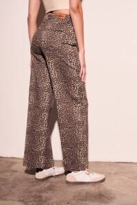 Jean Wide Leg Animal Print Animal Print