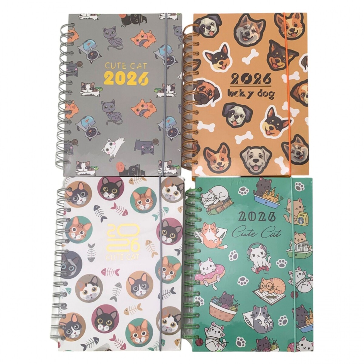 Agenda Flip 2026 HS0974 Cat con Espiral Varios Modelos 