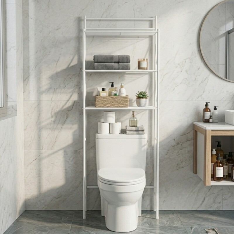 ESTANTE METAL BLANCO 3 NIV P/BAÑO 156X25X59CM Unica