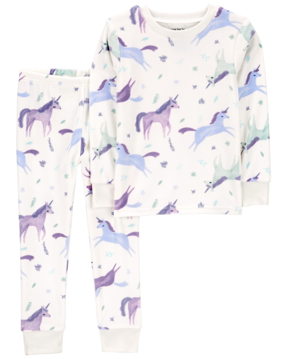 Pijama dos piezas de micropolar, diseño unicornios. Talles 2-5T 