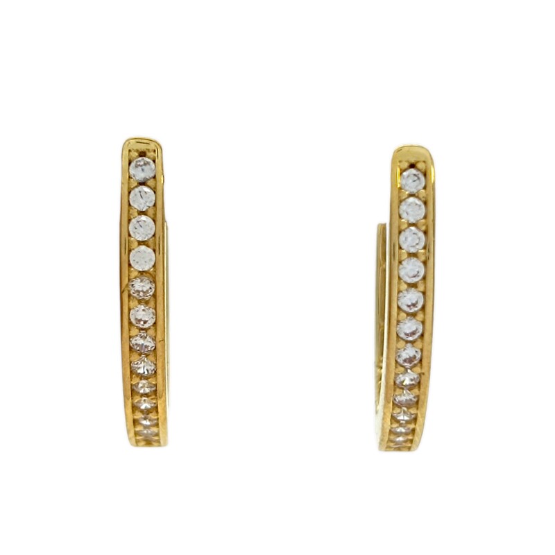 Caravanas aros curvos de zirconia y oro- Oro bajo - Zirconia- CA8157 conpiedra