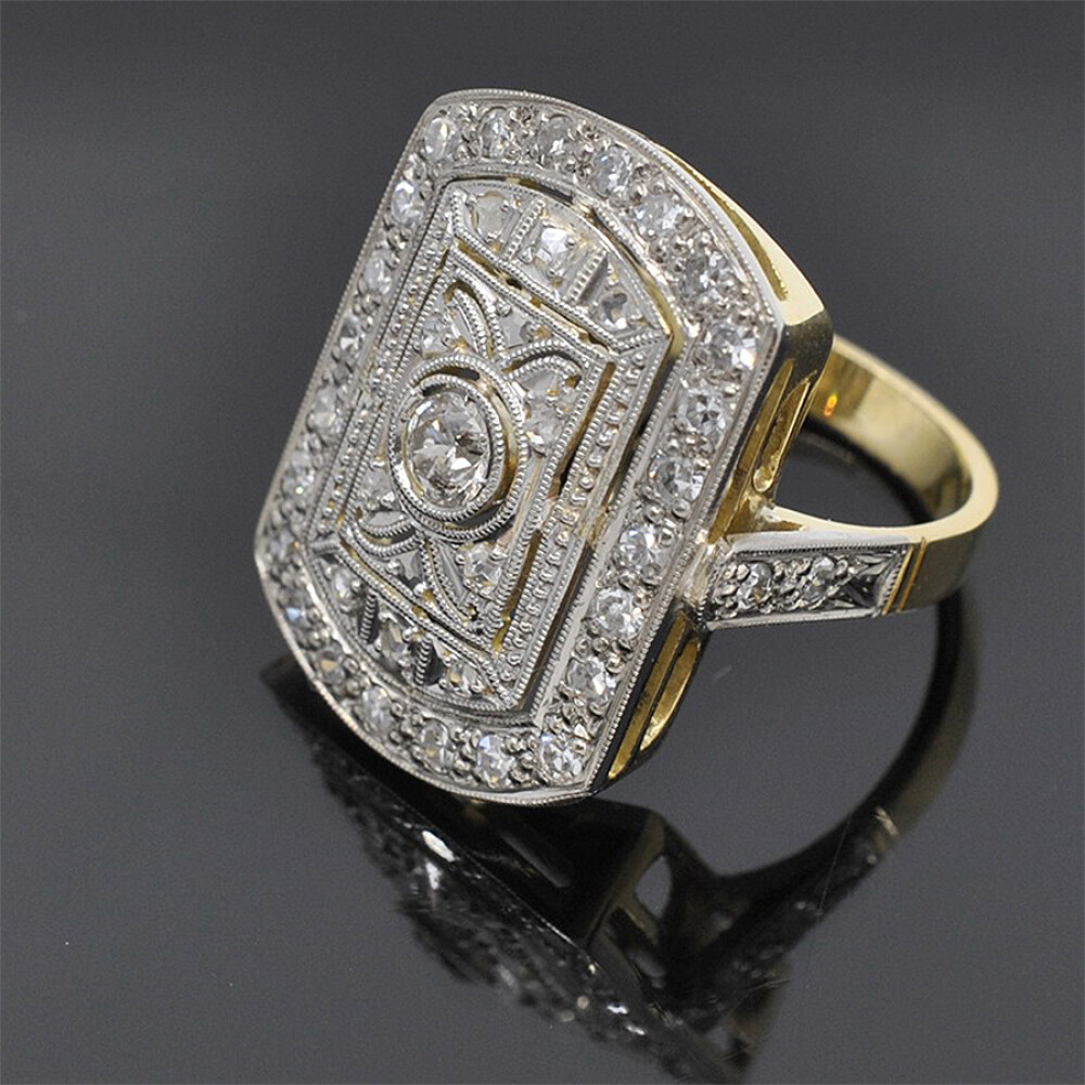 Anillo Nuevo Estilo Antiguo En Oro 18K Y Brillantes Anillo Nuevo Estilo Antiguo En Oro 18K Y Brillantes