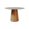 Mesa de Comedor Redonda 1.2 - Zara Vidrio - Blanco/Marrón