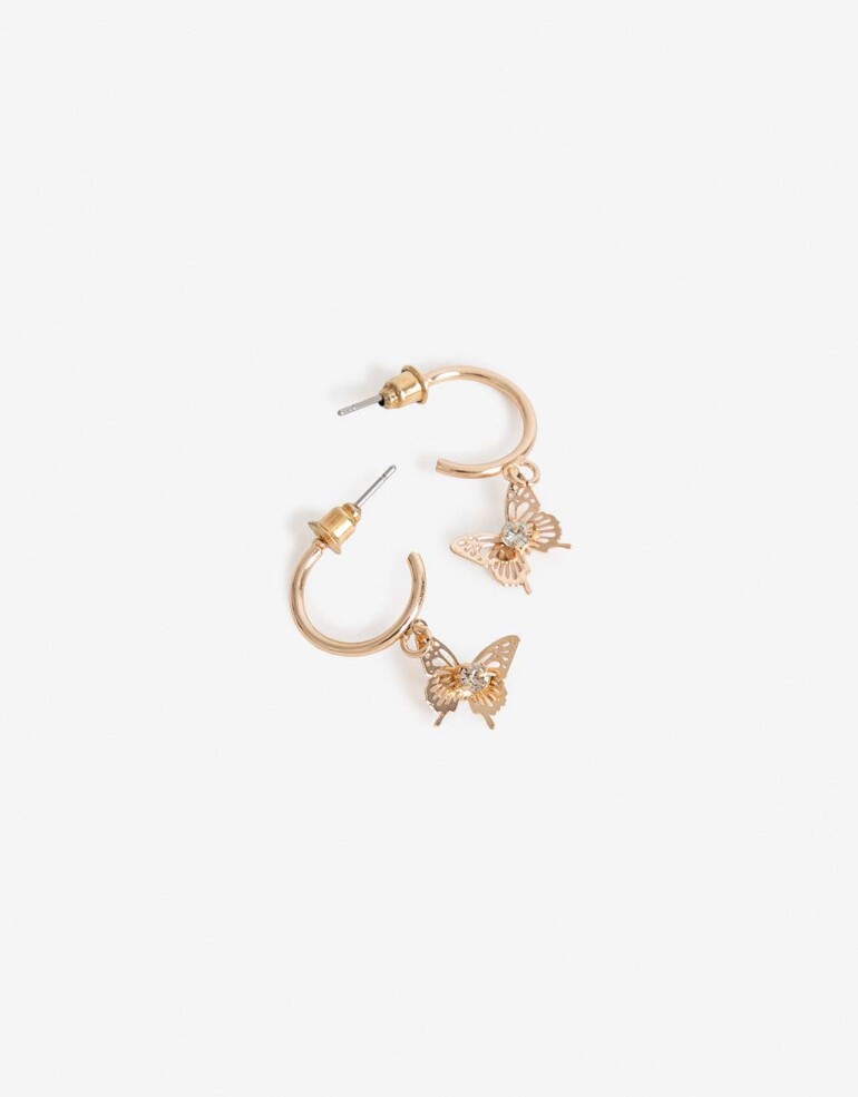 Aros Argollas Metal Aros Argolla Metal Mariposa - Dorado