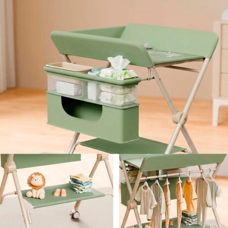 Cambiador Bebé Plegable Con Organizador y Ruedas Verde