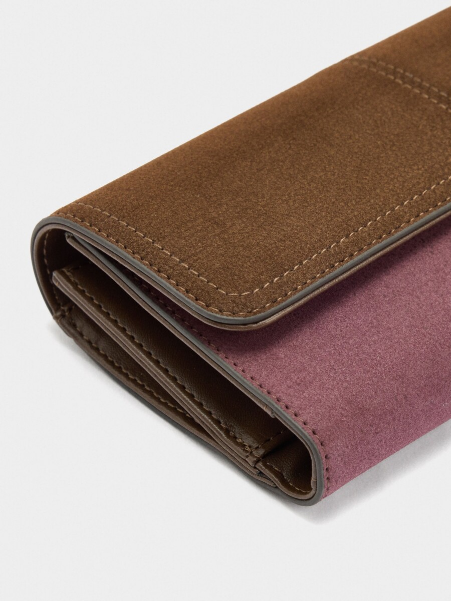 Cartera Efecto Piel Con Solapa burdeos
