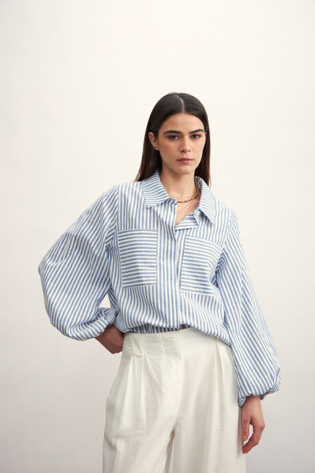 Camisa Flora Azul