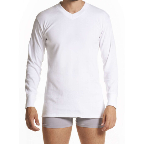 Camiseta escote v manga larga Blanco