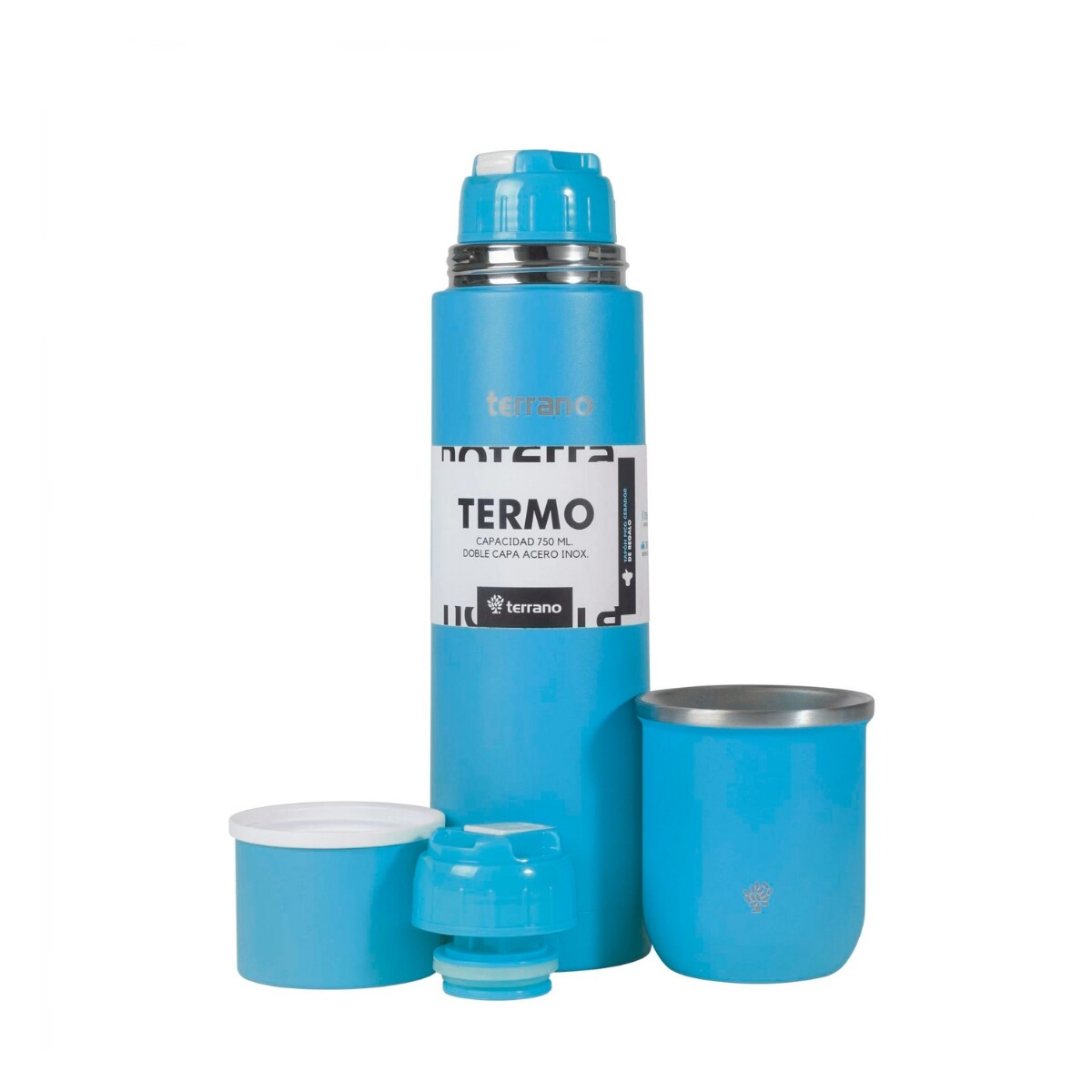 Kit Matero Terrano Termo Bala 750ML + Mate - AZUL-FLUO 