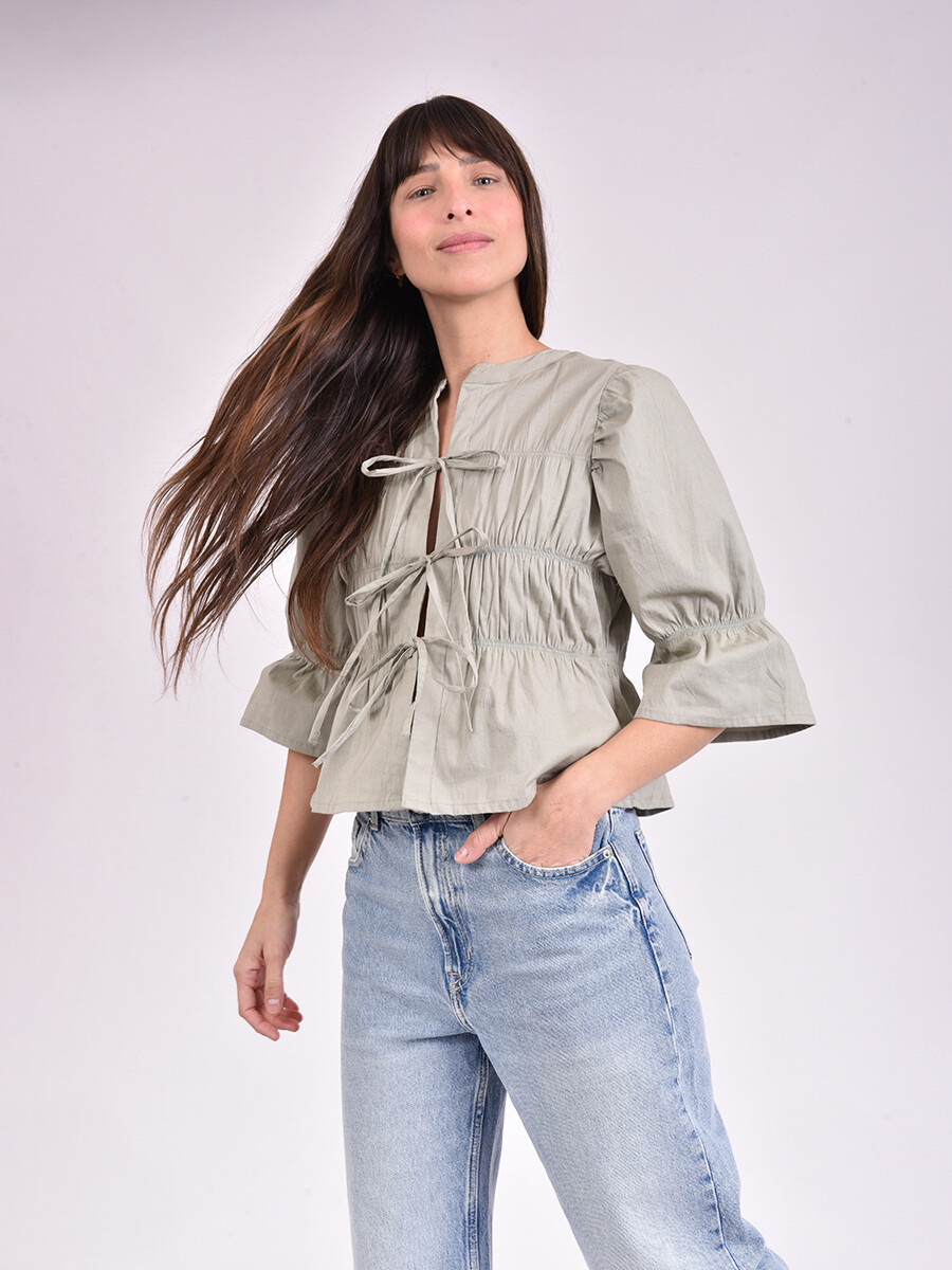 BLUSA LONDRES - VERDE GRISACEO 