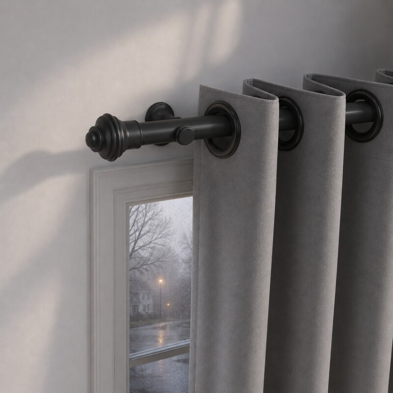 Barrote cortina metal Eurometal 2,0m + 2 soportes NEGRO