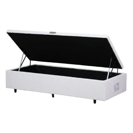 BOX BAÙL 1 PLAZAS BASE DE SOMMIER GUARDARROPA CAMA CON APERTURA LATERAL BLANCO