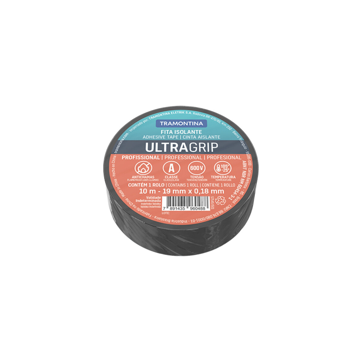 Cinta aislante UltraGrip 0,18x19mm negro 10m - TE2030 