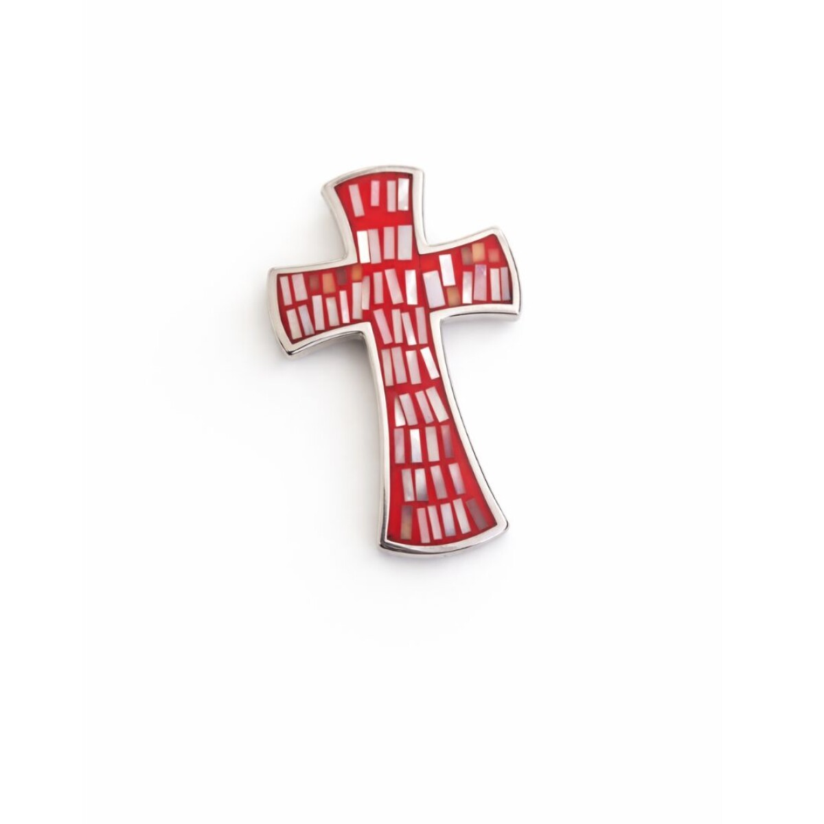 Cruz Mosaico Nacar Rosa - Plata 925 