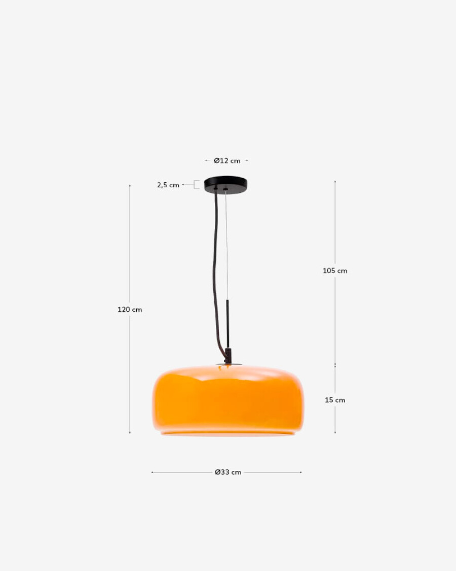 Lámpara de techo Reig de cristal naranja Ø 38 cm