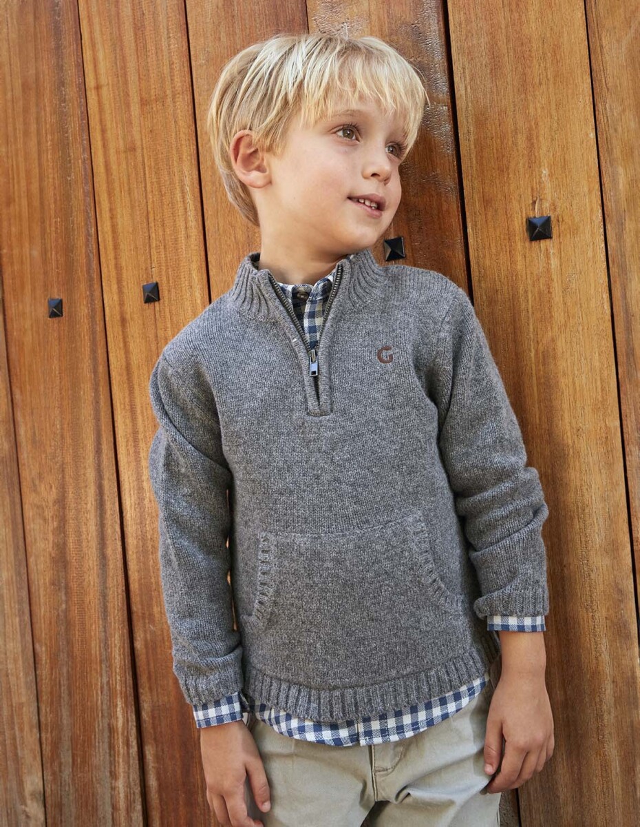 Jersey Media Cremallera - Gris Melange 