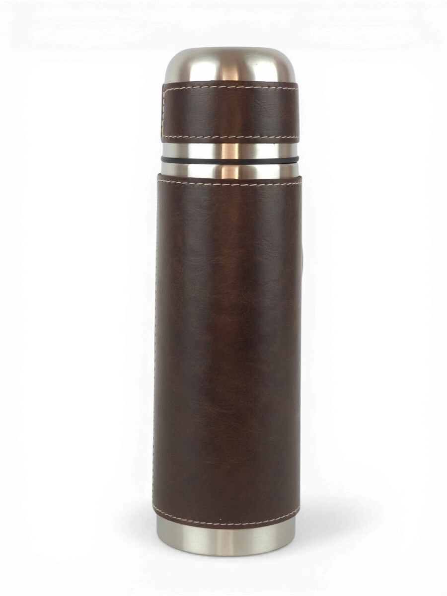 Termo de acero forrado 500 ml - chocolate 