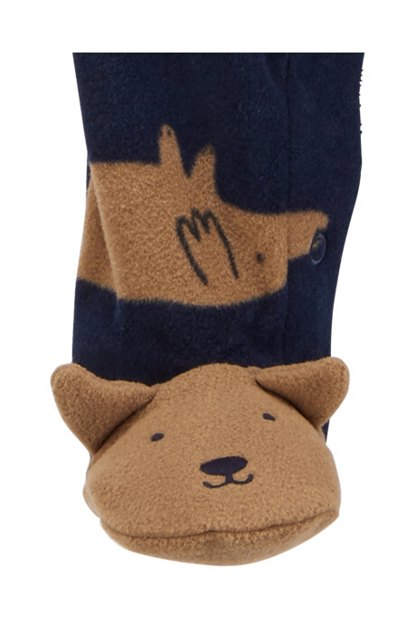 Pijama una pieza de micropolar con pie, diseño perro Sin color