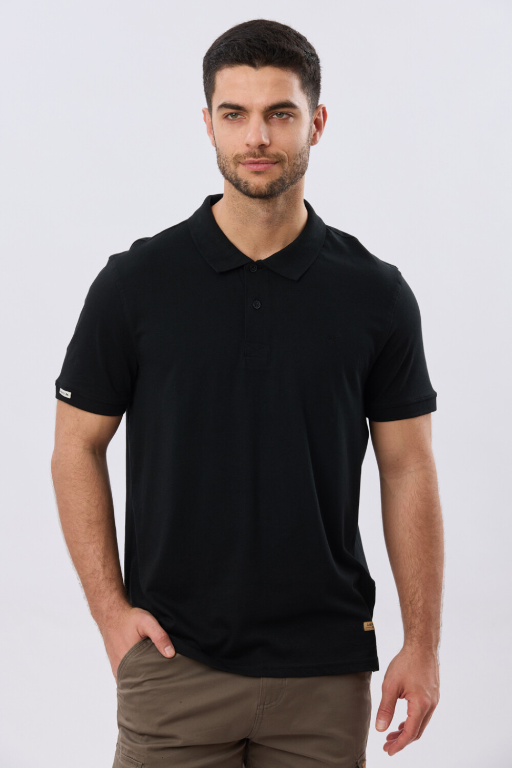 REMERA POLO LISA JERSEY Negro