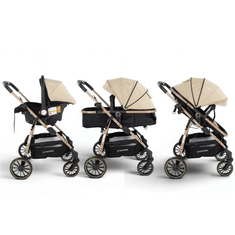 Coche de bebé Bebesit Travel System Jumbo con Baby Silla Beige