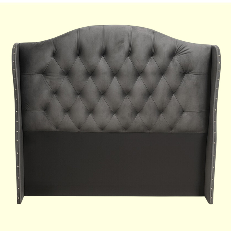 RESPALDO CURVO QUEEN 1.70 X 1.55 COL GRIS CON AVANCE CAPITONEADO Respaldo Curvo Queen 1.70 X 1.55 Col Gris Con Avance Capitoneado