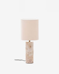 Lámpara de mesa Raze de mármol beige y pantalla de lino beige Lámpara de mesa Raze de mármol beige y pantalla de lino beige