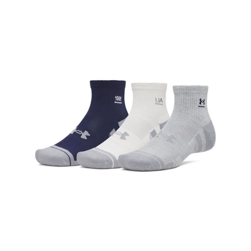 UA Perf Tech Nvlty 3pk Qtr-WHT GRY-035