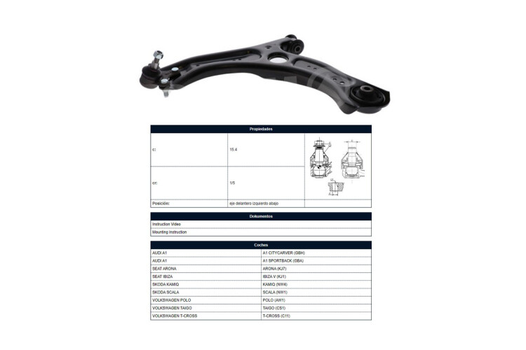 Parilla De Susp Del Volks Nivus/Polo/T-Cross/Virtus 17-25 Izq Parilla De Susp Del Volks Nivus/Polo/T-Cross/Virtus 17-25 Izq