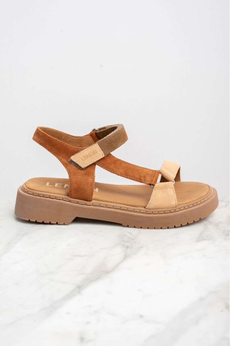 Sandalia Combinada Gamuza - Mocha 