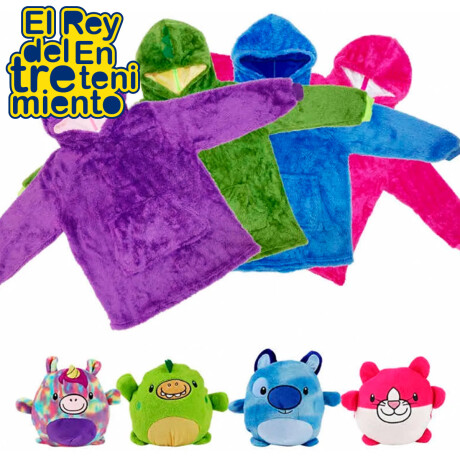Buzo Polar Magico Canguro Peluche P/ Niños Diseños Azul