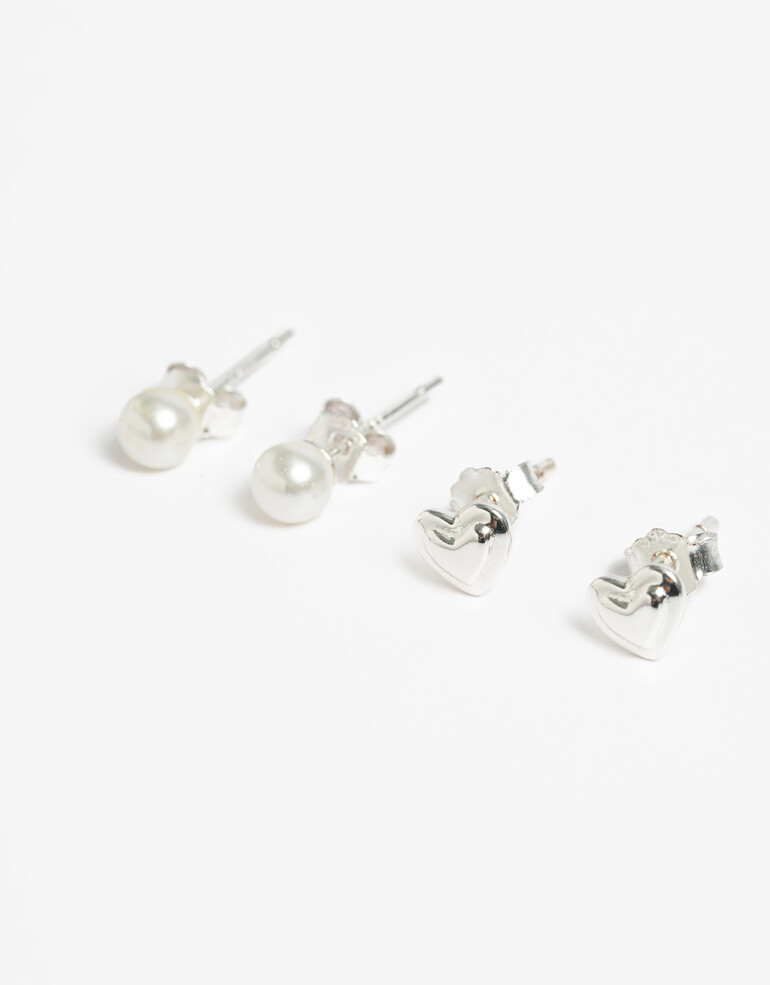 Aros Sets Perlas Set De Aros Plata 925 - Plateado