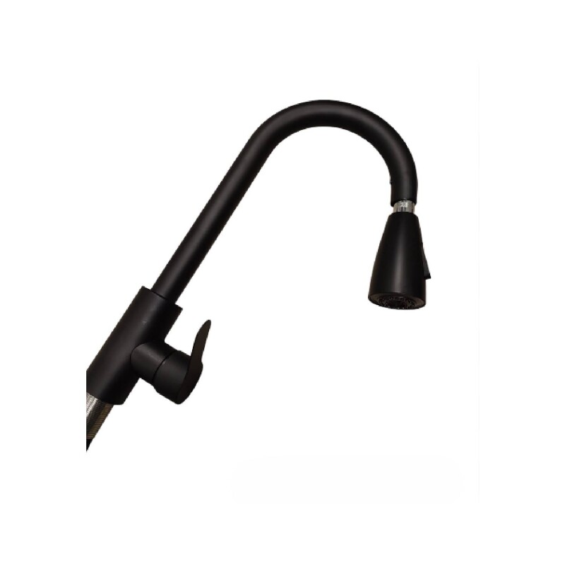 Grifo de cocina gourmet extensible de una sola manija Negro Mate