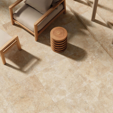 Porcelanato Neolítica Travertino Natural 80X80Cm Piso Pared GAMAS DE BEIGE