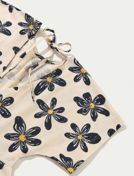 VESTIDO CORTO INFANTIL CON ESTAMPADO BEIGE