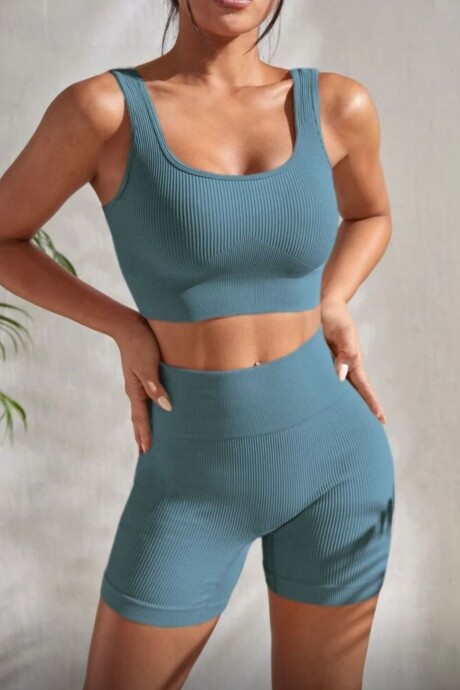 Biker lycra acanalada Azul