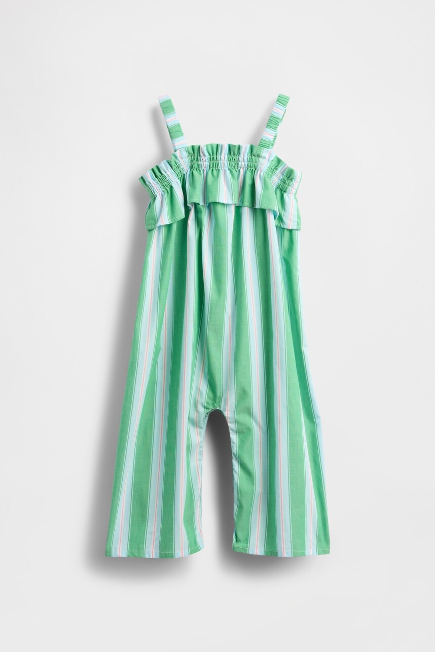 Enterito Poplin Toddler Niña Green Stripe