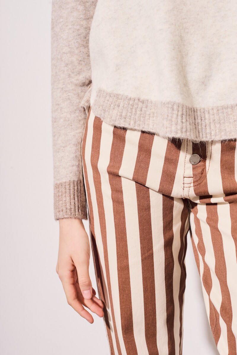 Sweater Color Block Beige Melange