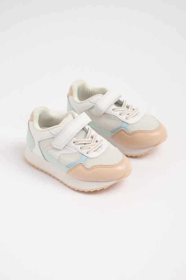 Zapatilla con velcro combinada Blanco