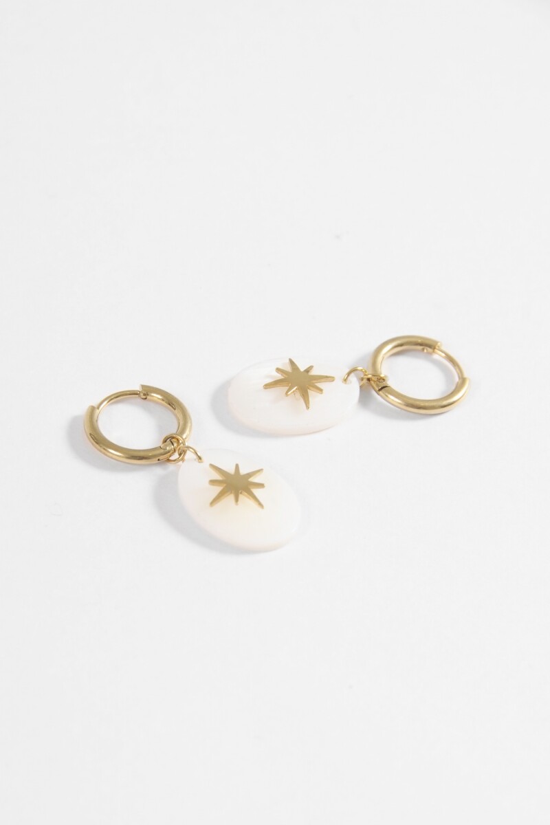 Aros acero dije estrella dorado