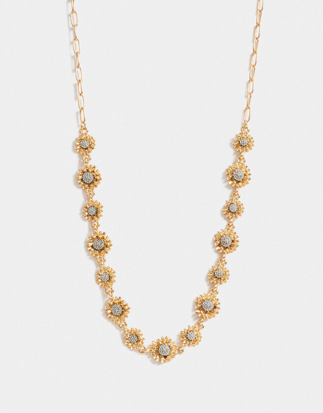 Collares Cortos Con flores Collar Corto Con Flores Mixplating - Combinacion Bicolor