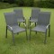Set x4 Silla De Jardín De Metal Y Textilina Apilable con Apoyabrazos GRIS