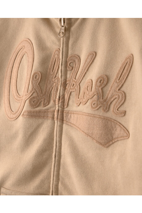 Campera de algodón, beige, con capucha y logo Sin color