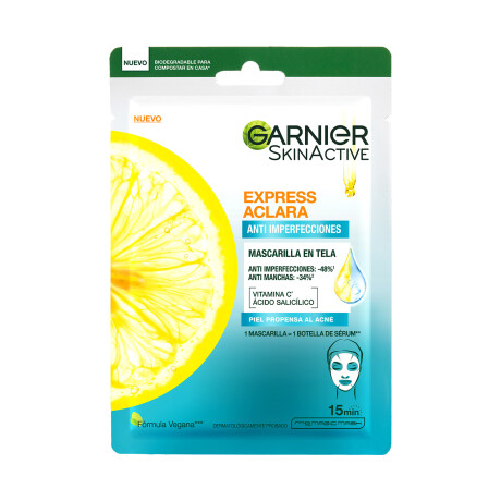 Mascarilla Facial Garnier Express Aclara Anti Acné 28g Mascarilla Facial Garnier Express Aclara Anti Acné 28g