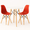 Juego de comedor Con Mesa Circular de 80cm + 2 Sillas Eames Rojo