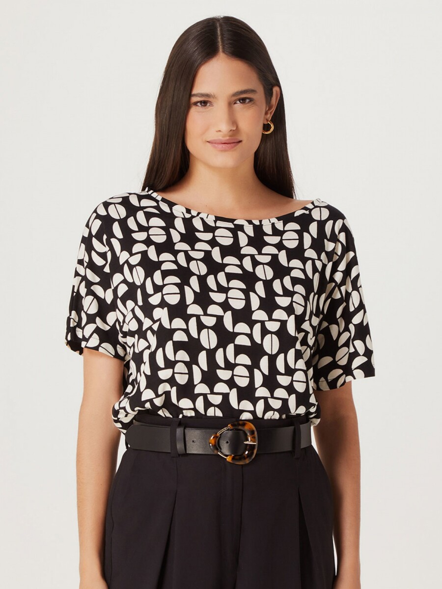 BLUSA FEMENINA ESTAMPADA - NEGRO 